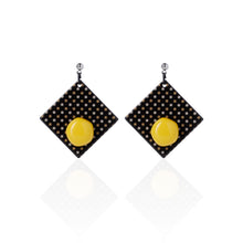 Load image into Gallery viewer, yellow handcrafted earrings on white background
